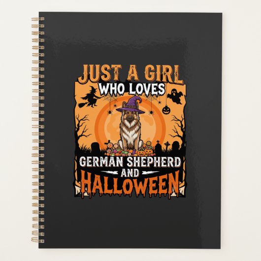 Duitse Herders Halloween Meisje Heks Hond Ontwerp Planner (Voorkant)
