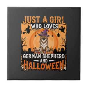 Duitse Herders Halloween Meisje Heks Hond Ontwerp Tegeltje
