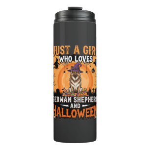 Duitse Herders Halloween Meisje Heks Hond Ontwerp Thermosbeker