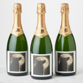 Duitse herders huilen bij de maan sparkling wijnetiket (Flessen)