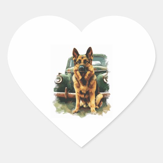 Duitse herders in charme hart sticker (Voorkant)