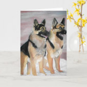 Duitse herders in de sneeuw Wenskaart Kaart (Gele Bloem)