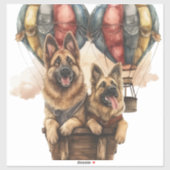 Duitse herders in heteluchtballonnen sticker (Vel)