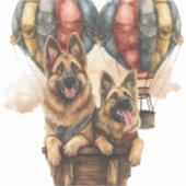 Duitse herders in heteluchtballonnen sticker (Voorkant)