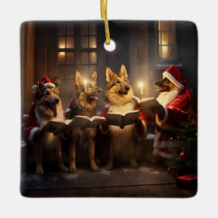 Duitse herders kerst caroling vakantie keramisch ornament