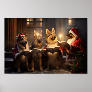 Duitse herders kerst caroling vakantie poster