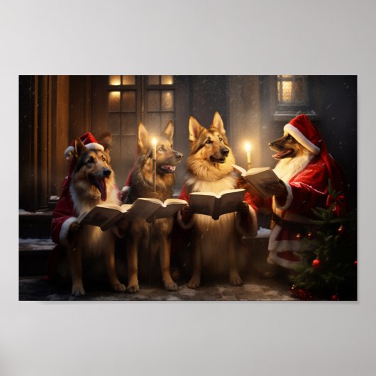 Duitse herders kerst caroling vakantie poster (Voorkant)
