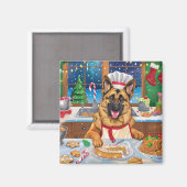 Duitse Herders Kerstbakfeest: Feestelijke Kerstmis Magneet (Voorkant / Achterkant)