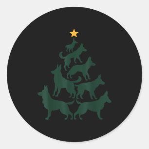 Duitse Herders Kerstboom Grappige Gsd Hond Moeder  Ronde Sticker