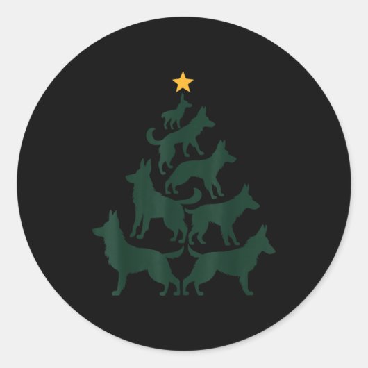 Duitse Herders Kerstboom Grappige Gsd Hond Moeder Ronde Sticker (Voorkant)