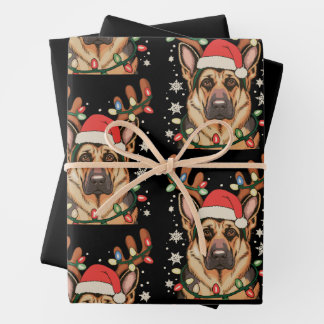 Duitse Herders Kerstboom Hond Kerst Lichtjes Inpakpapier Vel