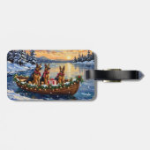 Duitse Herders Kerstboot Vakantie Bagagelabel (Achterkant horizontaal)