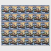 Duitse Herders Kerstboot Vakantie Cadeaupapier (Vlak)