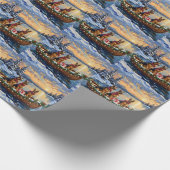 Duitse Herders Kerstboot Vakantie Cadeaupapier (Hoek)