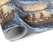 Duitse Herders Kerstboot Vakantie Cadeaupapier (Rol Hoek)