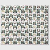 Duitse Herders Retro Truck Monogram Kerstmis Cadeaupapier (Vlak)