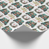 Duitse Herders Retro Truck Monogram Kerstmis Cadeaupapier (Hoek)