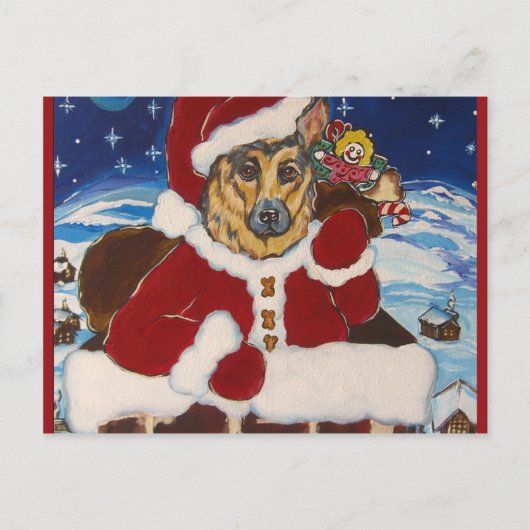 Duitse Herders Santa Feestdagenkaart (Voorkant)