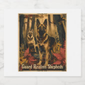 Duitse herders te midden van magisch gebladerte sparkling wijnetiket (Enkel label)