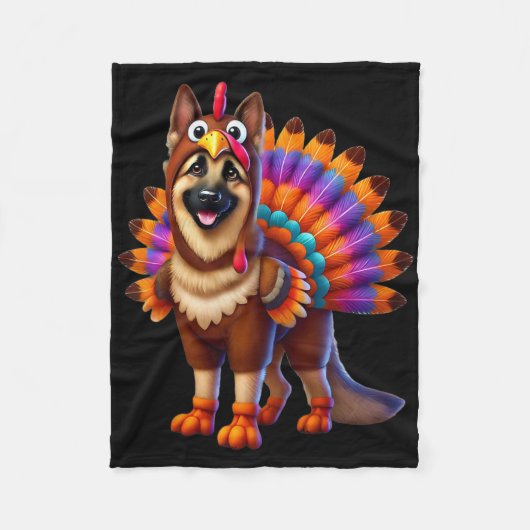 Duitse Herders Turkije Grappige Thanksgiving Dier  Fleece Deken (Voorkant)