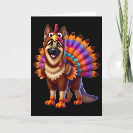 Duitse Herders Turkije Grappige Thanksgiving Dier Kaart (Voorkant)
