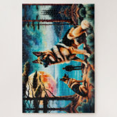 Duitse herders wandelen op de berg legpuzzel (Verticaal)