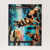 Duitse herders wandelen op de berg legpuzzel (Verticaal)