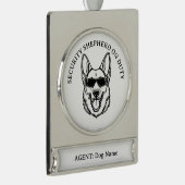 Duitse Herdersbeveiligingsornament Verzilverd Banner Ornament (Rechts)