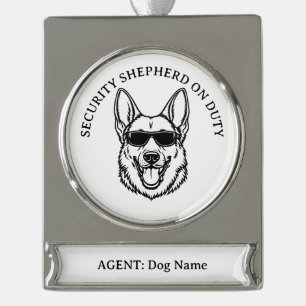 Duitse Herdersbeveiligingsornament Verzilverd Banner Ornament