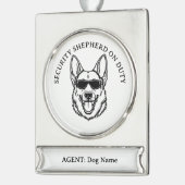 Duitse Herdersbeveiligingsornament Verzilverd Banner Ornament (Links)