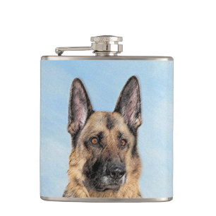 Duitse herderschilderkunst - Kute Original Dog Art Heupfles