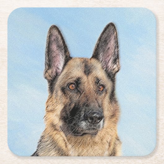 Duitse herderschilderkunst - Kute Original Dog Art Kartonnen Onderzetters (Voorkant)