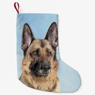 Duitse herderschilderkunst - Kute Original Dog Art Kleine Kerstsok