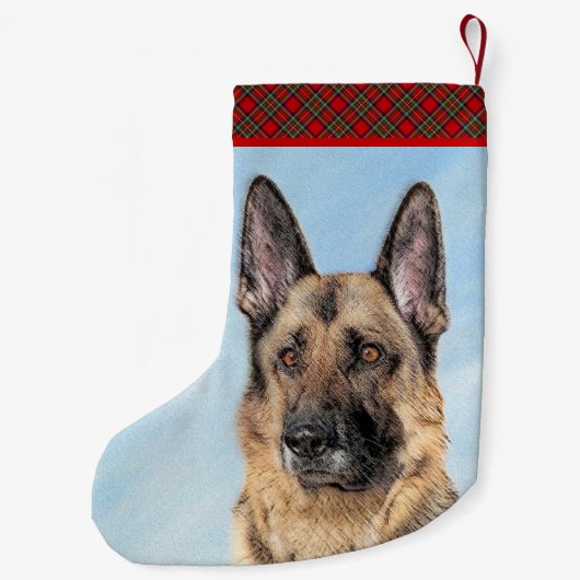 Duitse herderschilderkunst - Kute Original Dog Art Kleine Kerstsok (Achterkant)