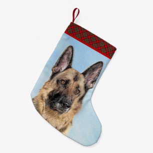 Duitse herderschilderkunst - Kute Original Dog Art Kleine Kerstsok