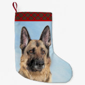 Duitse herderschilderkunst - Kute Original Dog Art Kleine Kerstsok (Voorkant)