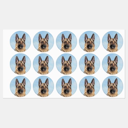 Duitse herderschilderkunst - Kute Original Dog Art Labels (Vel)