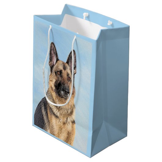 Duitse herderschilderkunst - Kute Original Dog Art Medium Cadeauzakje (Achterkant Gekanteld)