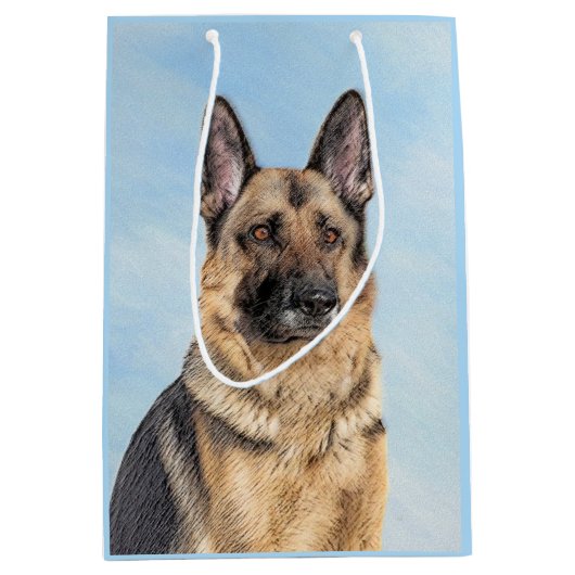 Duitse herderschilderkunst - Kute Original Dog Art Medium Cadeauzakje (Voorkant)