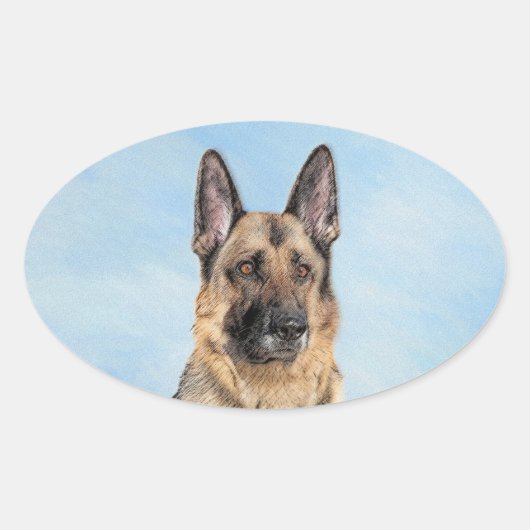Duitse herderschilderkunst - Kute Original Dog Art Ovale Sticker (Voorkant)