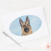 Duitse herderschilderkunst - Kute Original Dog Art Ovale Sticker (Envelop)
