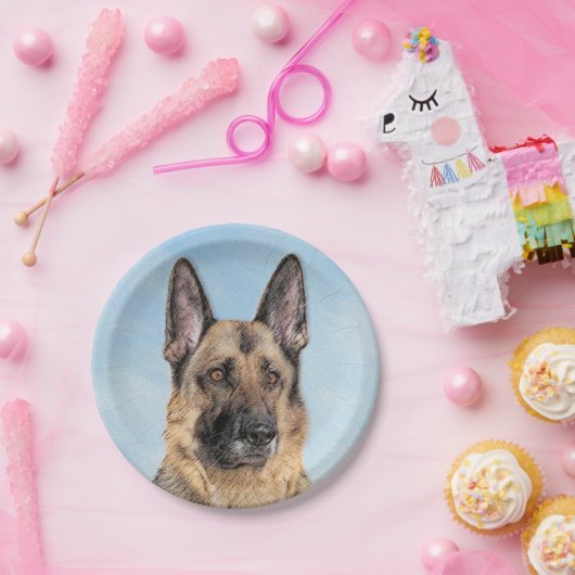 Duitse herderschilderkunst - Kute Original Dog Art Papieren Bordje (Feest)