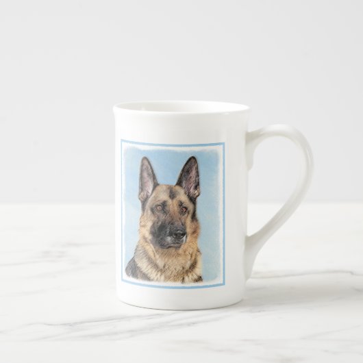 Duitse herderschilderkunst - Kute Original Dog Art Porselein Kop (Rechts)