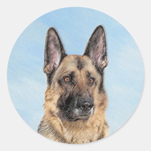 Duitse herderschilderkunst - Kute Original Dog Art Ronde Sticker (Voorkant)