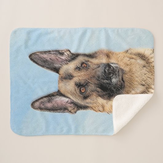Duitse herderschilderkunst - Kute Original Dog Art Sherpa Deken (Voorkant (horizontaal))