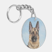 Duitse herderschilderkunst - Kute Original Dog Art Sleutelhanger (Voorkant Links)