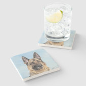 Duitse herderschilderkunst - Kute Original Dog Art Stenen Onderzetter (Zijkant)