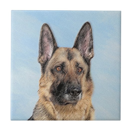 Duitse herderschilderkunst - Kute Original Dog Art Tegeltje (Voorkant)