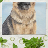 Duitse herderschilderkunst - Kute Original Dog Art Theedoek (Gevouwen)