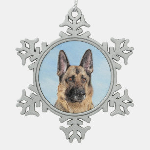 Duitse herderschilderkunst - Kute Original Dog Art Tin Sneeuwvlok Ornament